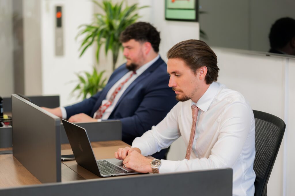 Real estate professionals working